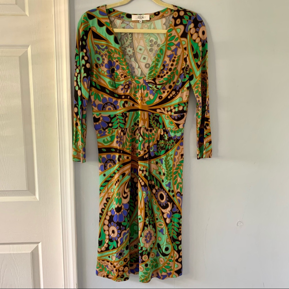 Tibi silk dress paisley printed midi